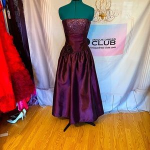 Taffeta Silk Purple Prom Gown